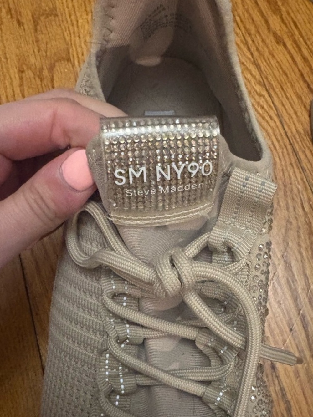 NWOT Steve Madden Beige Knit Lace-Up Sneakers - Picture 2 of 10